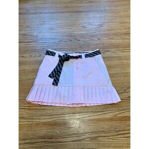 y2k Nike Golf DryFit Skirt Skort Belted Pleated Pink Choc Brown Shorts Button VT